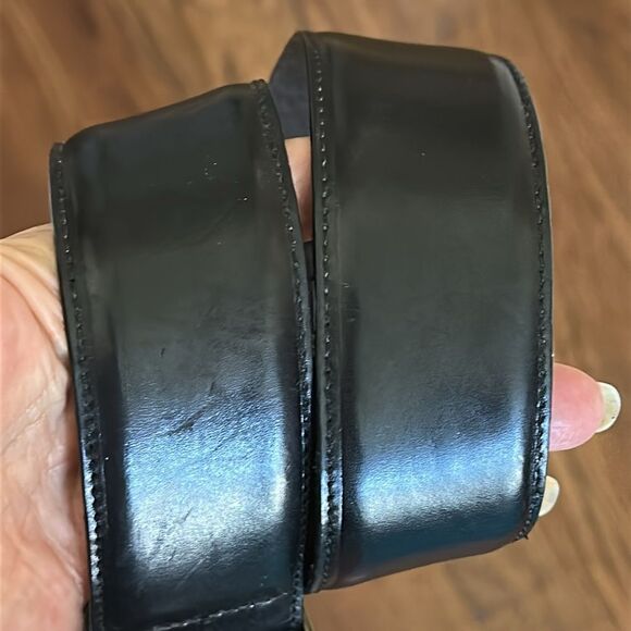 Vintage 1994 Brighton Wide Black Leather‎ Belt with Ornate Gold Buckle main image 4